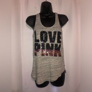 💕🖤🩶PINK Victoria's Secret Ombre Bling Racerback Tank